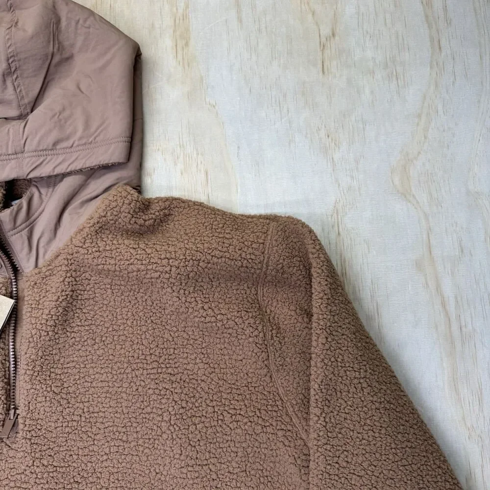 NEW Air Jordan Flight Sherpa 1/2 Zip Pullover Hoodie Mens 2XL Brown FV7452-223